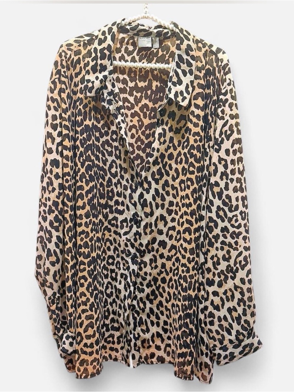 ASOS Leopard Print Button-Down Shirt in Brown and Black Curve 24